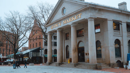 Quincy Market at Boston city center - BOSTON. UNITED STATES - APRIL 5, 2017のeditorial素材