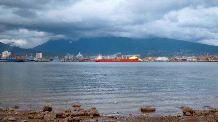 North Vancouver - view from Stanley Park - CITY OF VANCOUVER, CANADA - APRIL 12, 2017のeditorial素材