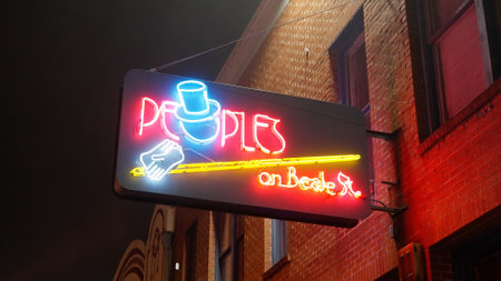 Peoples Club at Beale Street in Memphis - the home of Blues and Rock Music - MEMPHIS, UNITED STATES - NOVEMBER 07, 2022のeditorial素材