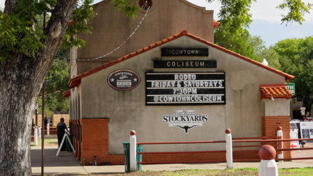 Rodeo in the Coliseum of Fort Worth Stockyards in the historic district - FORT WORTH, UNITED STATES...