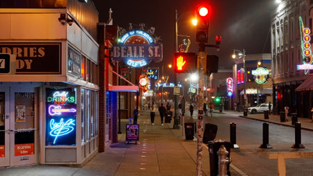 Beale Street in Memphis - the home of Blues and Rock Music and a legendary place - MEMPHIS, UNITED...