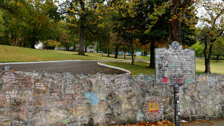Graceland - the home of Elvis Presley - photographed from the public road - MEMPHIS, UNITED STATES -...