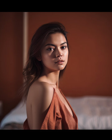 Portrait shot of a young sexy woman - made with Generative AIの素材