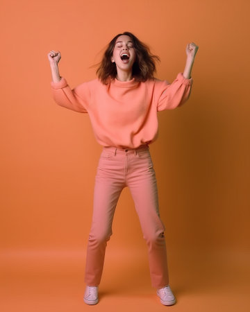 Portrait shot of a happy girl - made with generative AIの素材