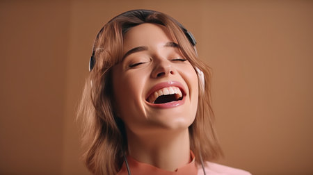 Portrait shot of a happy girl - made with generative AIの素材