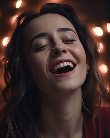 Portrait shot of a happy girl - made with generative AIの素材