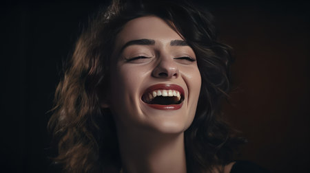 Portrait shot of a happy girl - made with generative AIの素材