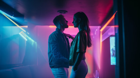 Stylish illustration of a dancing couple in a club - made with generative AIの素材