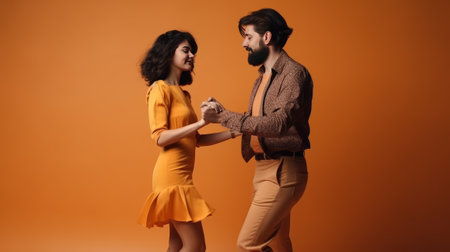 Dancing Couple against a colorful background - made with generative AIの素材