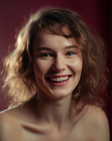 Portrait shot of a happy girl - made with generative AIの素材