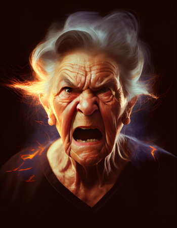 Angry old people - portrait view - made with generative AIの素材