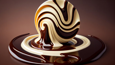 Delicious vanilla cream and chocolate dessert - made with generative AIの素材