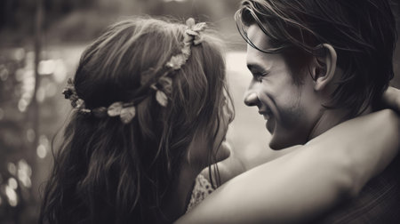 Couple in Love - beautiful close up shot - made with generative AIの素材