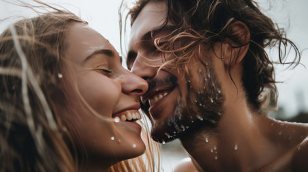 Couple in Love - beautiful close up shot - made with generative AIの素材