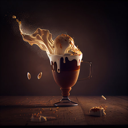 Stylish and effectful illustration of a coffee with coffee beans - made with generative AIの素材