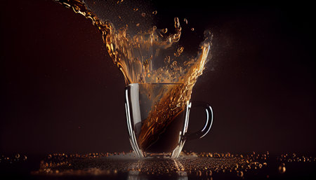 Stylish illustraion of an ice coffee or cappucino - made with generative AIの素材