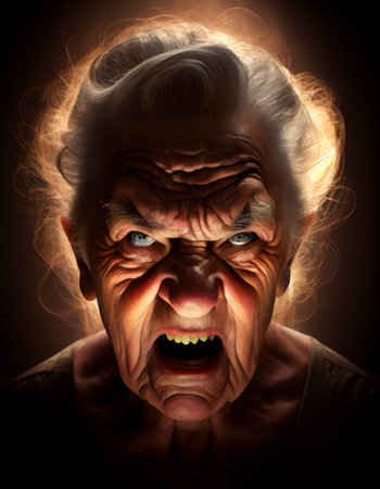 Angry old people - portrait view - made with generative AIの素材
