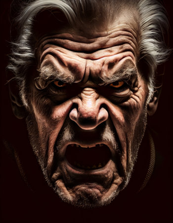 Angry old people - portrait view - made with generative AIの素材