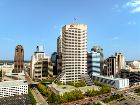 Downtown Indianapolis aerial view - INDIANAPOLIS, USA - JUNE 08, 2023のeditorial素材