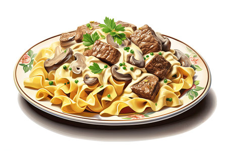 Beef Stroganoff illustration - made with Generative AI toolsの素材