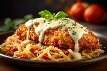 Italian Chicken Parmesan illustration - made with Generative AI toolsの素材