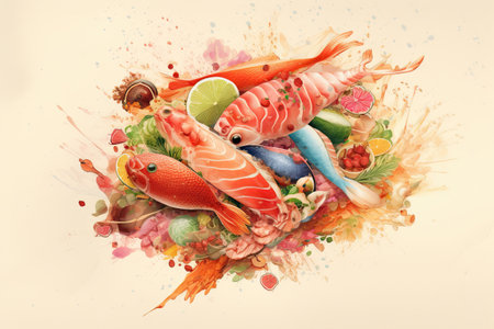 Sashimi illustration - made with Generative AI toolsの素材