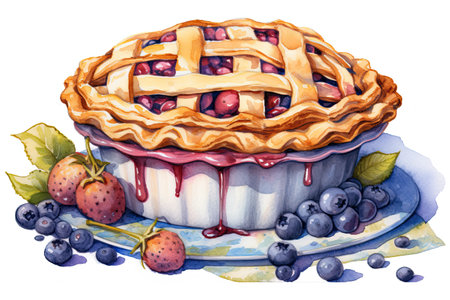 Blueberry Cobbler illustration - made with Generative AI toolsの素材