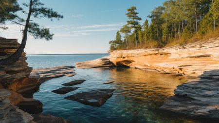 Pictured Rocks National Lakeshore Michigan - made with Generative AI toolsの素材