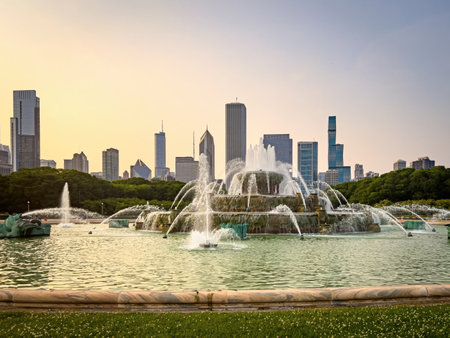 Buckingham Fountain at Grant Park Chicago - CHICAGO, UNITED STATES - JUNE 06, 2023のeditorial素材