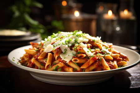 Penne pomodoro close up food photographyの素材