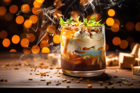 Caramel Cream dessert close up food photographyの素材