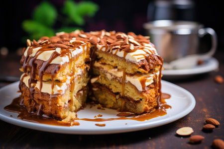apple cake close up food photographyの素材
