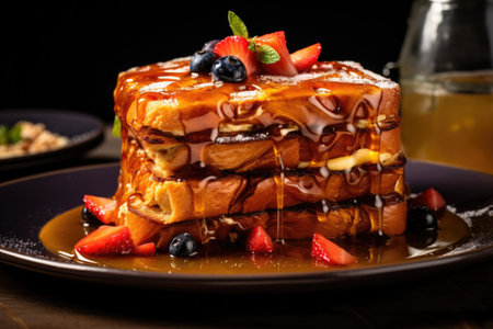 French toast close up food photographyの素材