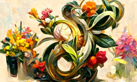 Artistic painting concept of Flowers watercolor illustration Natural colors, digital art style,...