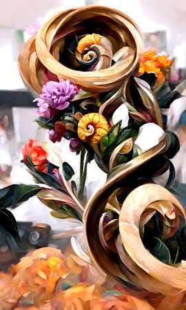 Artistic painting concept of Flowers watercolor illustration Natural colors, digital art style,...