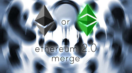 Ethereum logo on the color background. Digital currency - Cryptocurrency.
