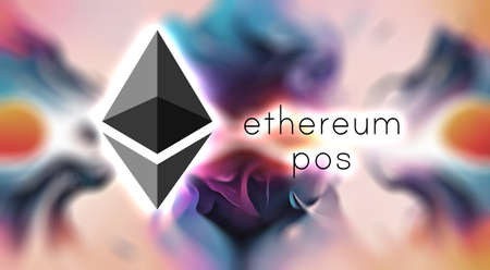 Ethereum logo on the color background. Digital currency - Cryptocurrency.