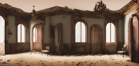 Interior of an old abandoned house. 3D rendering. vintage styles.の写真素材