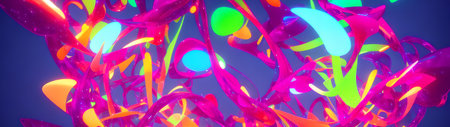 Abstract 3d rendering of chaotic colorful shapes. Futuristic background design.の素材