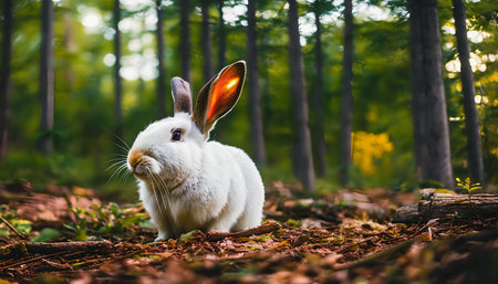 Rabbit in the forest. Cute rabbit in the forest.の素材