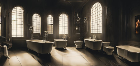 bathroom interior. vintage styles. 3D Rendering.の素材