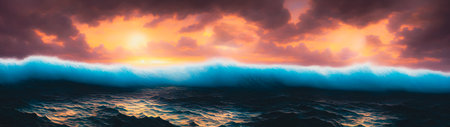 Fantastic sunset over the sea. panoramic view.の素材