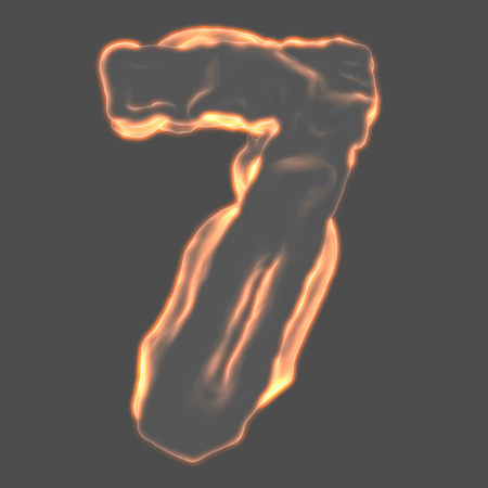 number 7 fiery border on a gray background