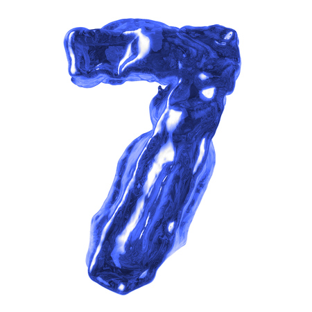 number 7 blue water on a white background