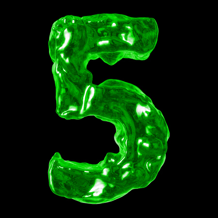 number 5 green liquid on a black backgroundの写真素材