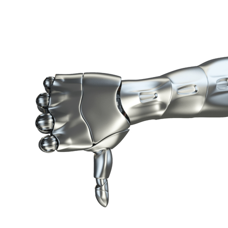 Futuristic design concept of a robotic mechanical arm matte chrome . Template Isolated on white background.の写真素材