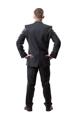 Portrait of successful businessman. Isolated on white. Back viewの写真素材