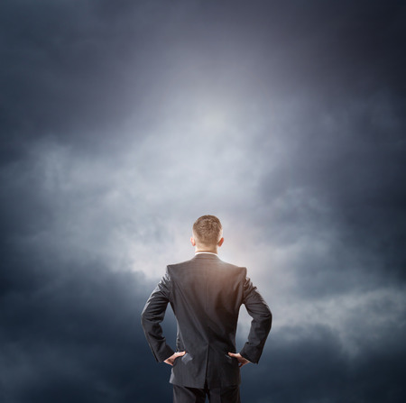 cloud and businessmanの写真素材