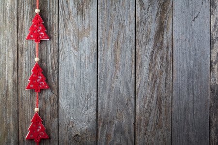 Christmas decoration over wooden backgroundの写真素材