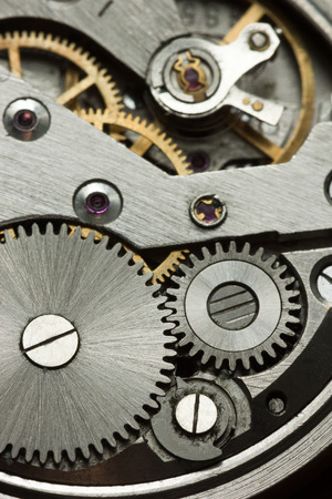 Closeup of old retro clock mechanismの写真素材